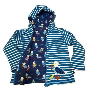 JoJo Maman Bebe Reversible Kids Jacket - Navy and Striped seagull appliquรฉโ